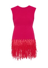 Aje - Rushes Raffia-Trimmed Knit Mini Dress - Pink - S - Moda Operandi