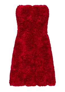 Aje - Strapless Rosette-Gazer Mini Dress - Red - AU 12 - Moda Operandi