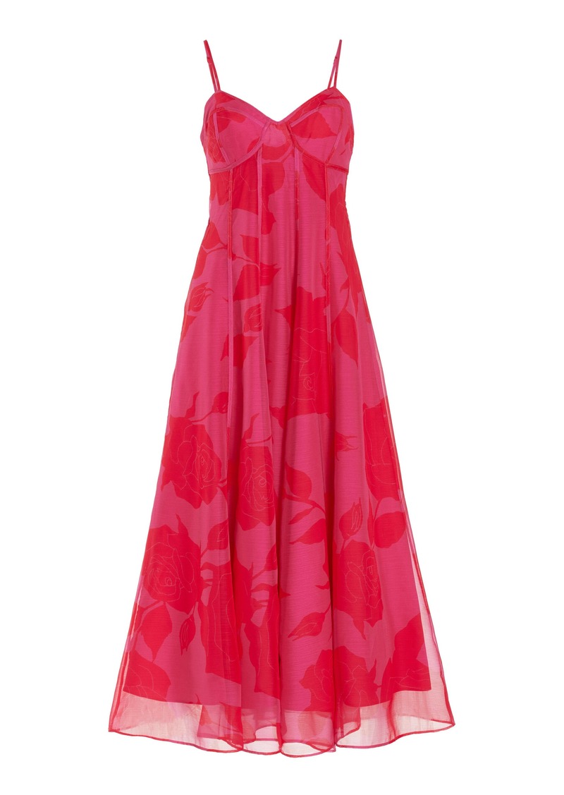 Aje - Sway Printed Crepe Midi Dress - Pink - AU 10 - Moda Operandi