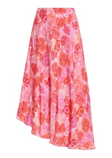 Aje - Valeria Asymmetric Floral Jacquard Midi Skirt - Pink - AU 14 - Moda Operandi