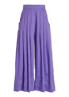 Aje - Women's Equinox Pleated Linen-Silk Wide-Leg Pants - Purple - AU 4 - Moda Operandi