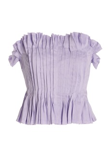 Aje - Women's Horizon Pintucked Linen-Blend Corset Top - Purple - AU 10 - Moda Operandi
