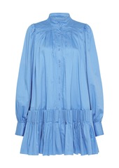Aje - Women's Pavillon Pleated Cotton Mini Shirt Dress - Blue - Moda Operandi