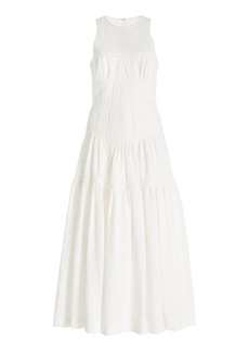 Aje - Women's Tidal Corset Linen-Blend Midi Dress - White/black - Moda Operandi