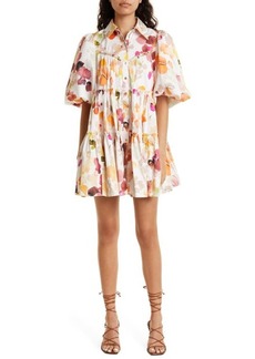 Aje Dassia Puff Sleeve Cotton Mini Shirtdress in Desert Rose at Nordstrom
