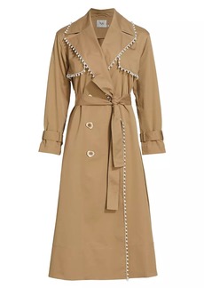 Aje Constellation Pearl-Trim Trench Coat