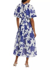 Aje Elysium Floral Linen-Blend Midi-Dress