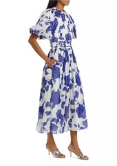 Aje Elysium Floral Linen-Blend Midi-Dress