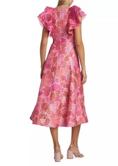 Aje Enchanted Floral Linen-Blend Midi-Dress