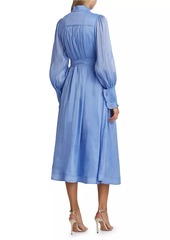 Aje Iris Belted Linen-Blend Maxi Dress