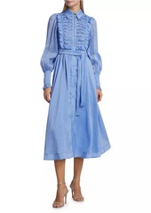 Aje Iris Belted Linen-Blend Maxi Dress