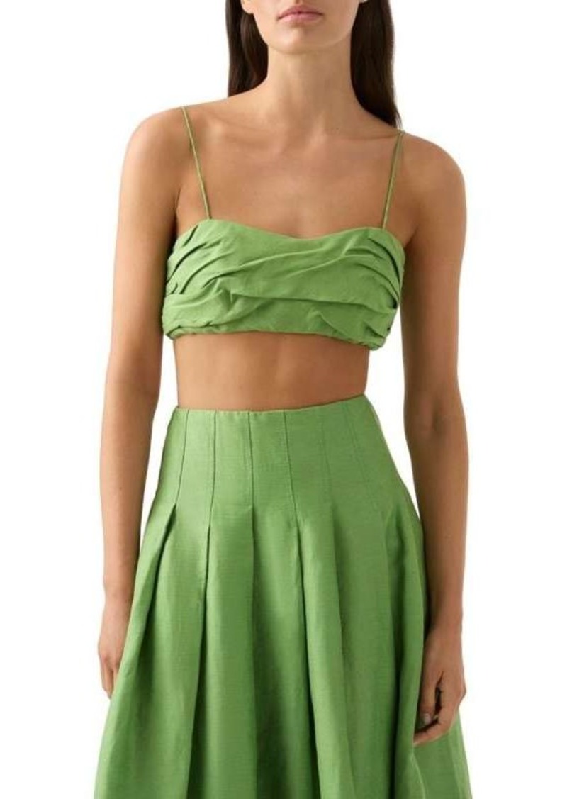 Aje Thea Draped Linen Blend Crop Top