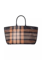Akris Ai Plaid Woven Leather Top-Handle Bag