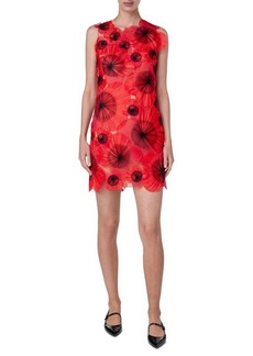 Akris 3D Poppy Appliqué Tulle Sheath Dress