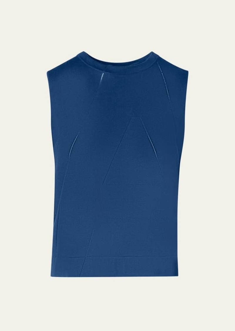 Akris A-Hemstitch Sleeveless Cotton Knit Top