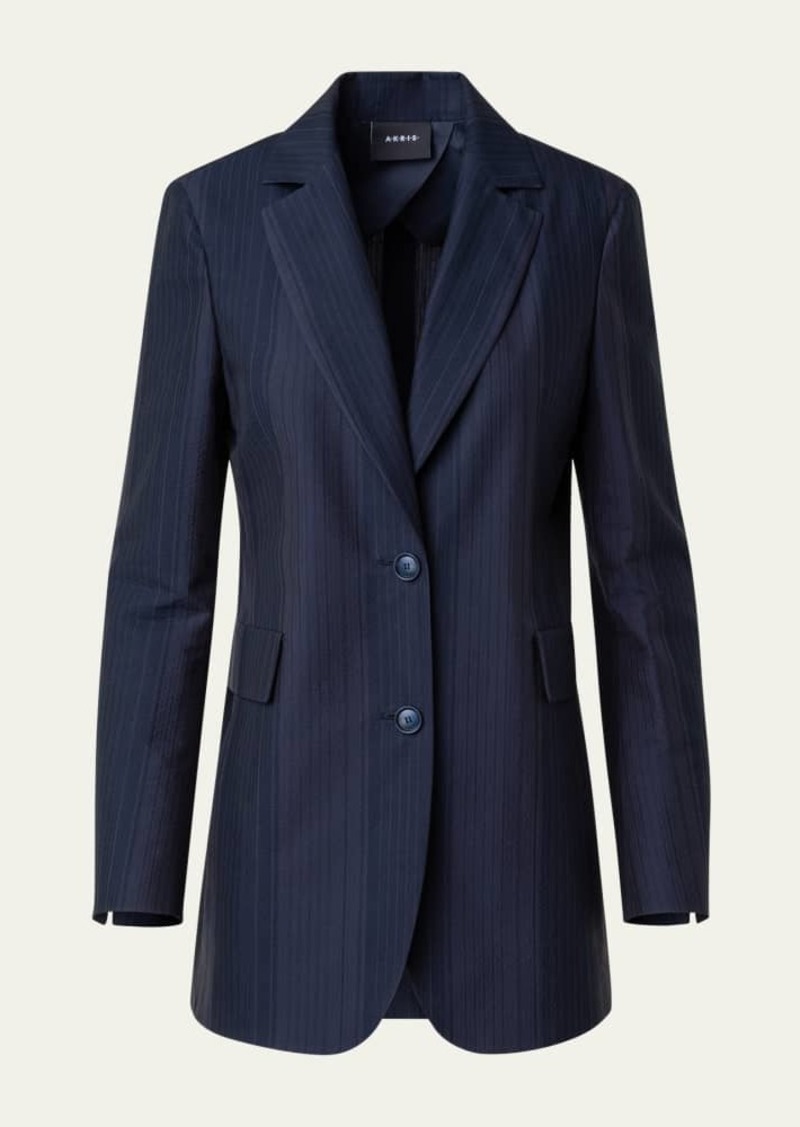 Akris Alvina Blackwatch Seersucker Blazer Jacket