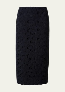 Akris Anemone Embroidered Crepe Pencil Skirt