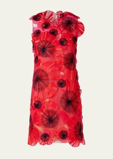 Akris Anemone Sheath Dress with Silk Organza Floral Detail