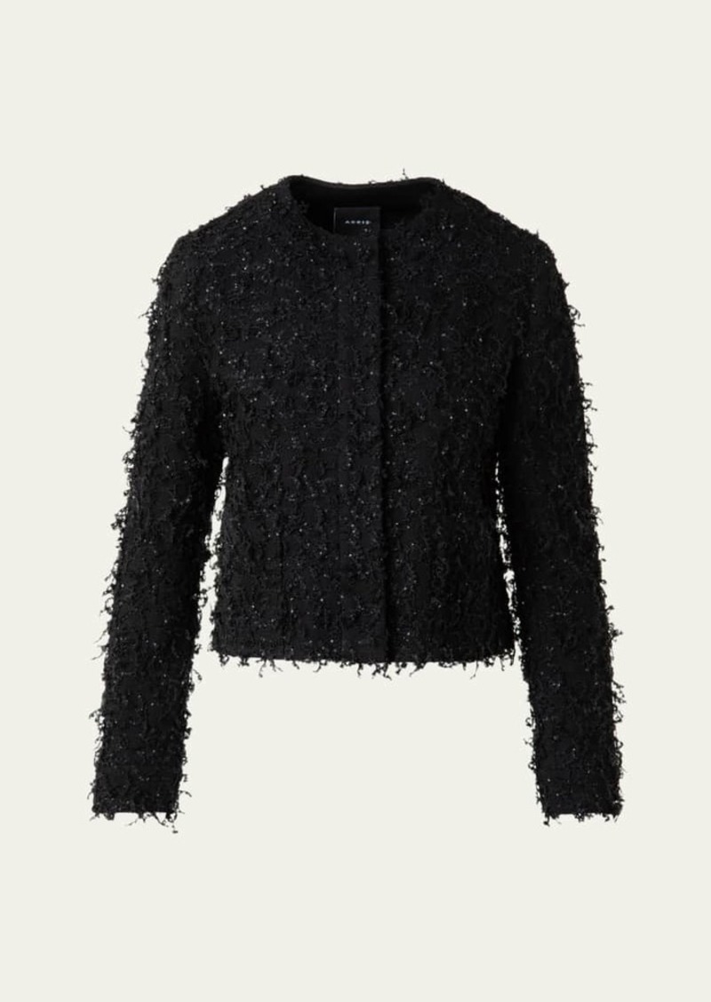 Akris Bea Micro Sequin Fringed Boucle Shirt Jacket