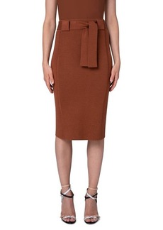 Akris Belted Virgin Wool & Silk Pencil Skirt
