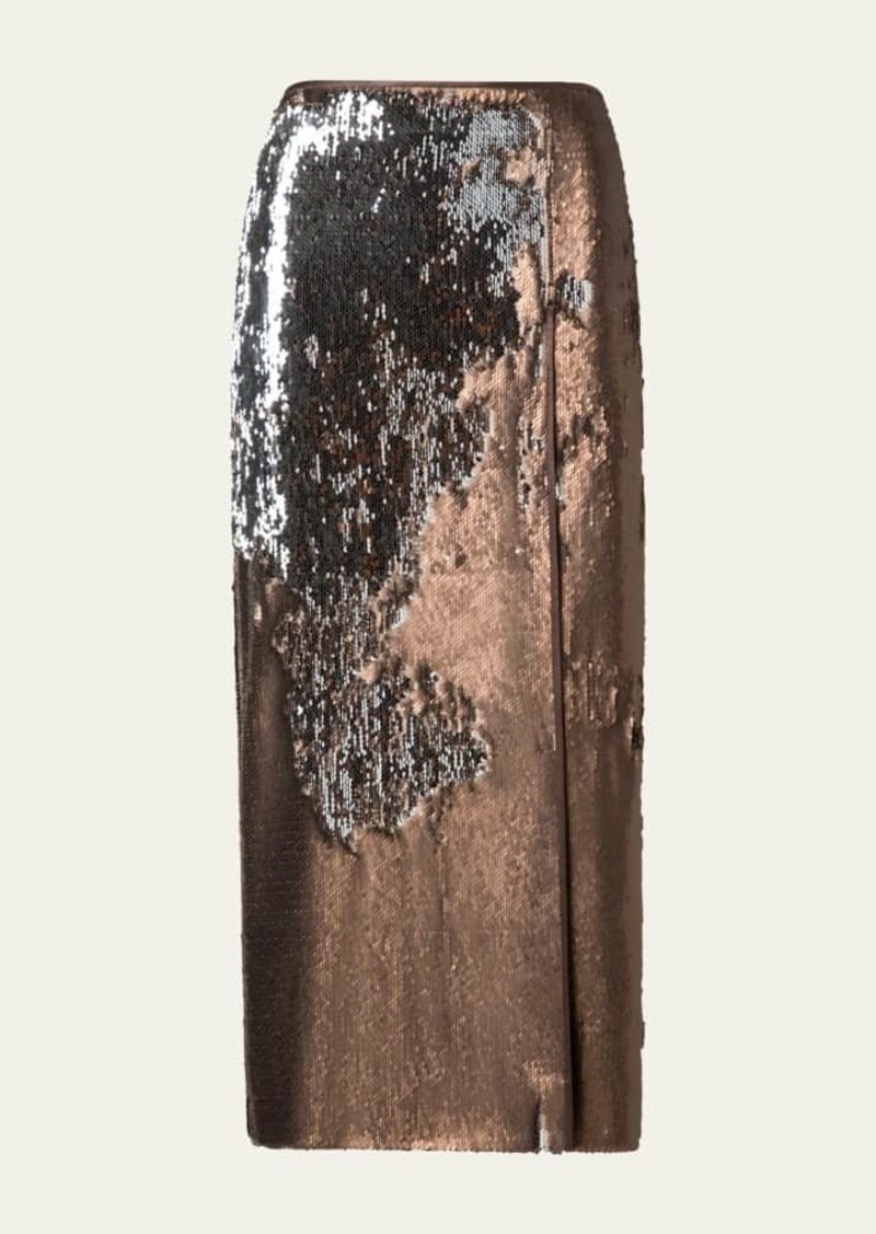 Akris Bi-Color Sequin Pencil Skirt