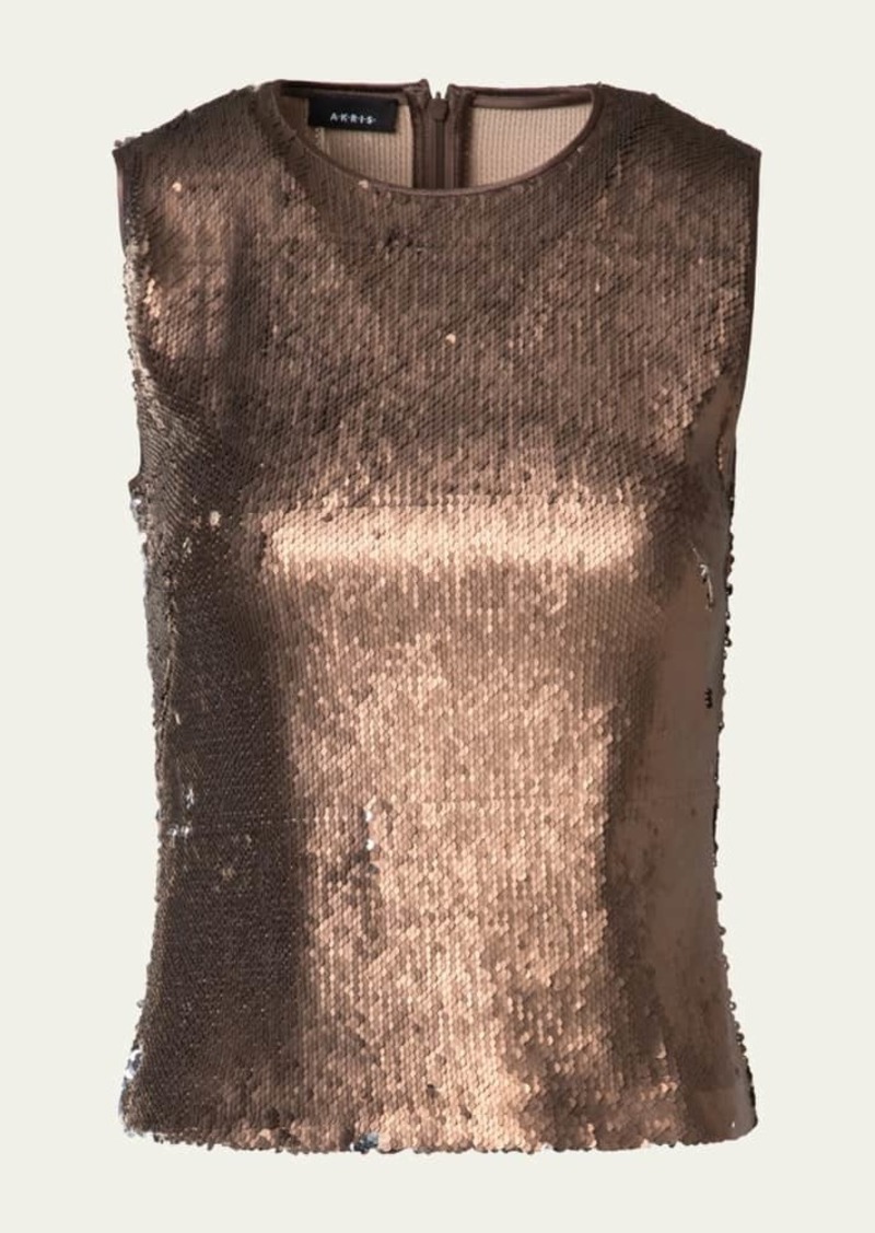 Akris Bi-Color Sequin Top