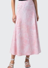Akris Brushstroke-Print Flared Midi Skirt