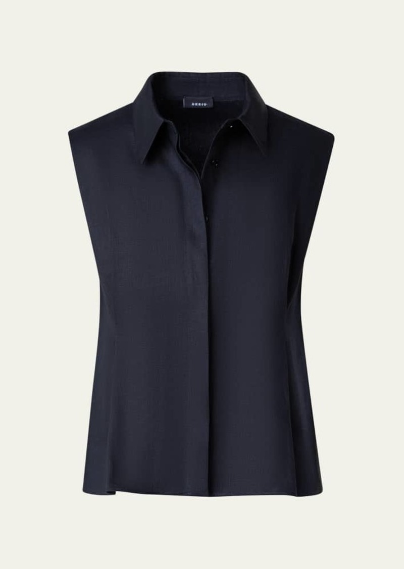 Akris Button-Front Linen Blouse