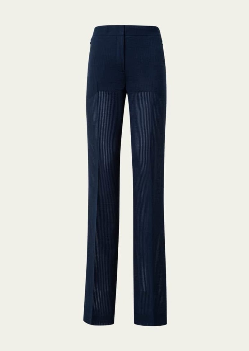 Akris Carl High-Rise Straight-Leg Seersucker Pants