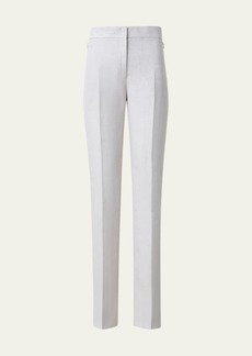 Akris Carl Linen Herringbone Straight-Leg Pants