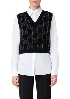 Akris Cashmere & Cotton Jacquard Sweater Vest