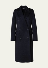 Akris Cashmere-Blend Long Peacoat with Lurex Detail