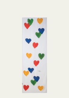 Akris Cashmere Hearts Printed Scarf