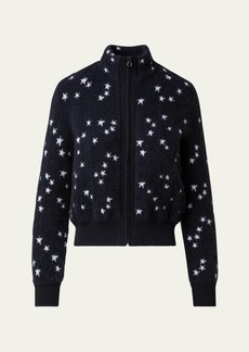 Akris Cashmere-Silk Blend Knit Cardigan with Stars Intarsia Detail