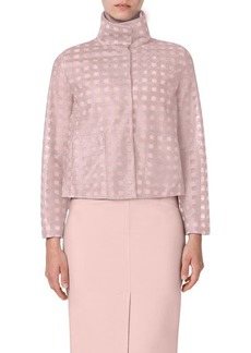 Akris Castro Embroidered Check Tulle Jacket