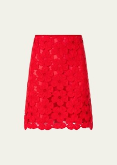 Akris Cotton Anemones Embroidered Short Skirt