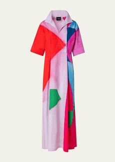 Akris Cotton Poplin Spectra Print Midi Dress