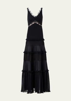 Akris Crepe Layered Midi Dress with Lace Details