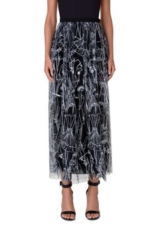 Akris Croquis Embroidered Techno Tulle Skirt