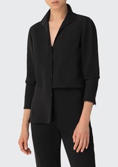 Akris Crystal-Trim Collared Button-Front Blouse