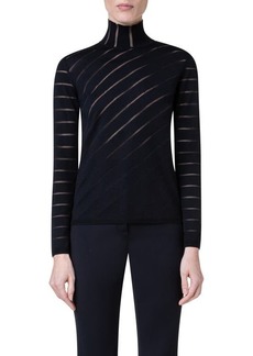 Akris Diagonal Stripe Virgin Wool & Silk Sweater