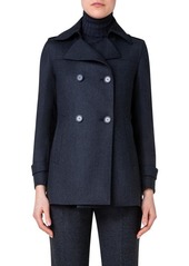 Akris Double Breasted Stretch Wool Double Face Coat