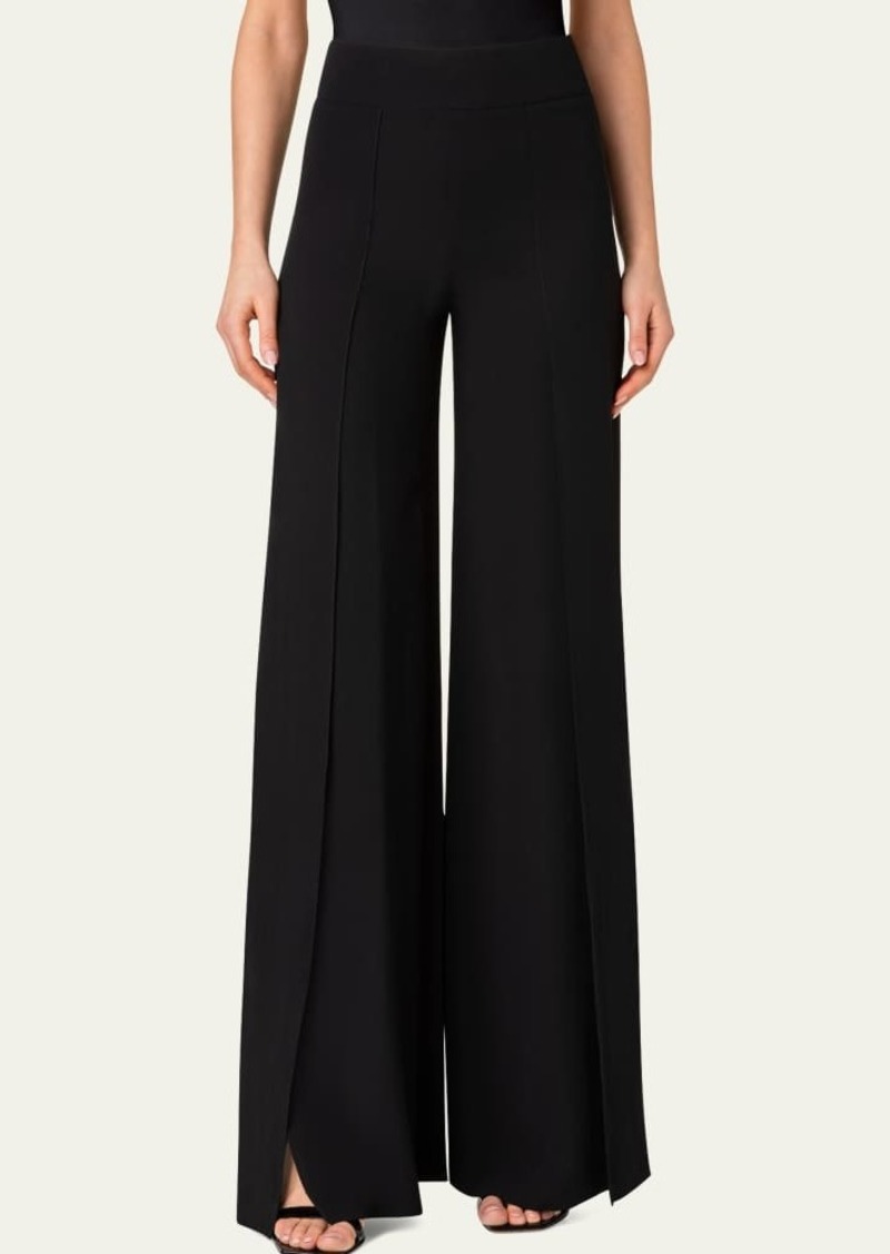 Akris Felia Double Layer Wide-Leg Silk Pants