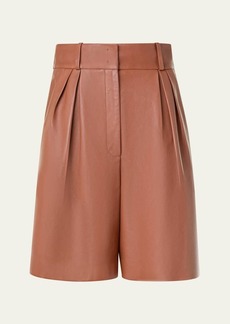 Akris Finnick Pleated Leather Bermuda Shorts