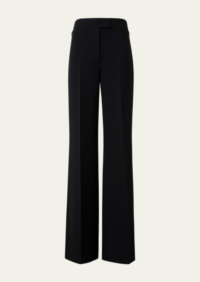 Akris Fior Wool Crepe Double-Face Wide Leg Pants