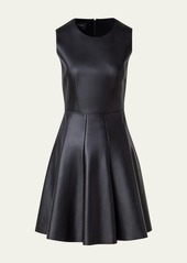Akris Fit-Flare Leather Mini Dress