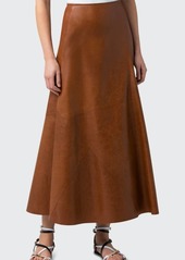 Akris Flared Leather Godet Skirt