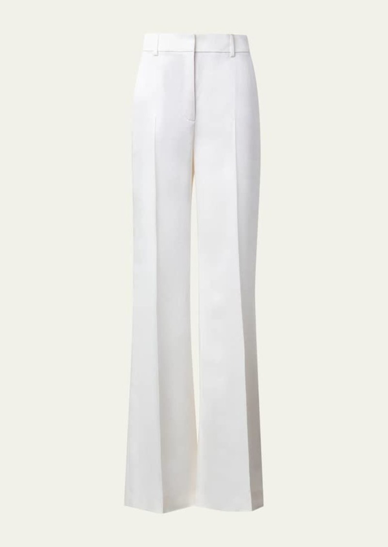 Akris Florine Wool Satin Wide-Leg Pants