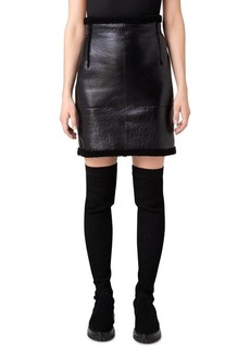 Akris Genuine Shearling Lined Leather Miniskirt