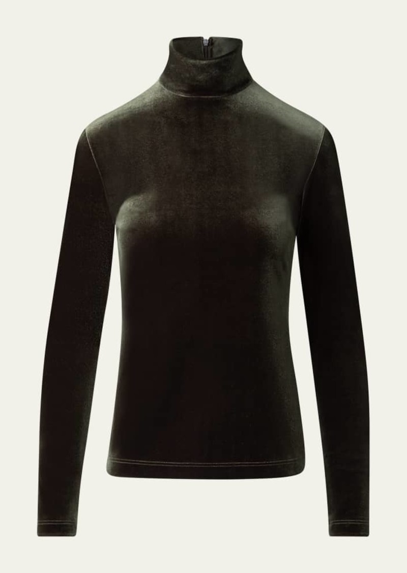 Akris High-Neck Stretch Velvet Top